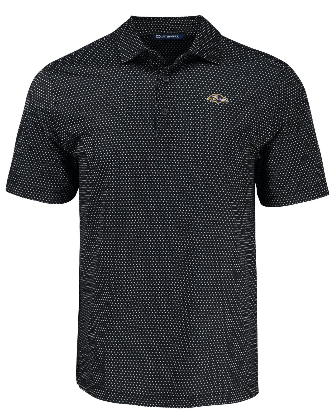 Ravens Cutter and Buck Men's Black Pike Eco Shadow Check Print Polo