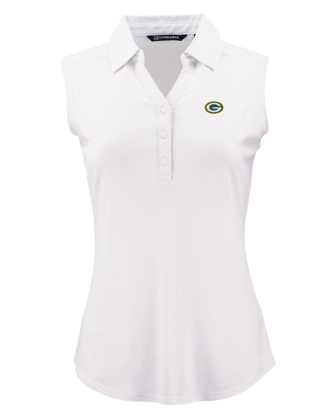 Packers Cutter and Buck Women's White Forge Eco Recycled Sleeveless Polo