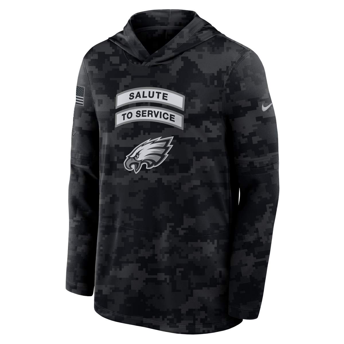 Eagles 2026 Nike Men's Salute to Service Hooded Long Sleeve Top Pro Football Hall of Fame