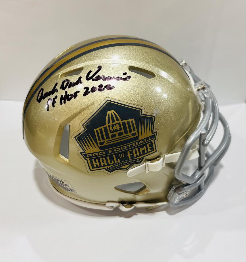 Dick Vermeil Class of 2022 Autographed Hall of Fame Gold Mini Helmet With HOF Inscription