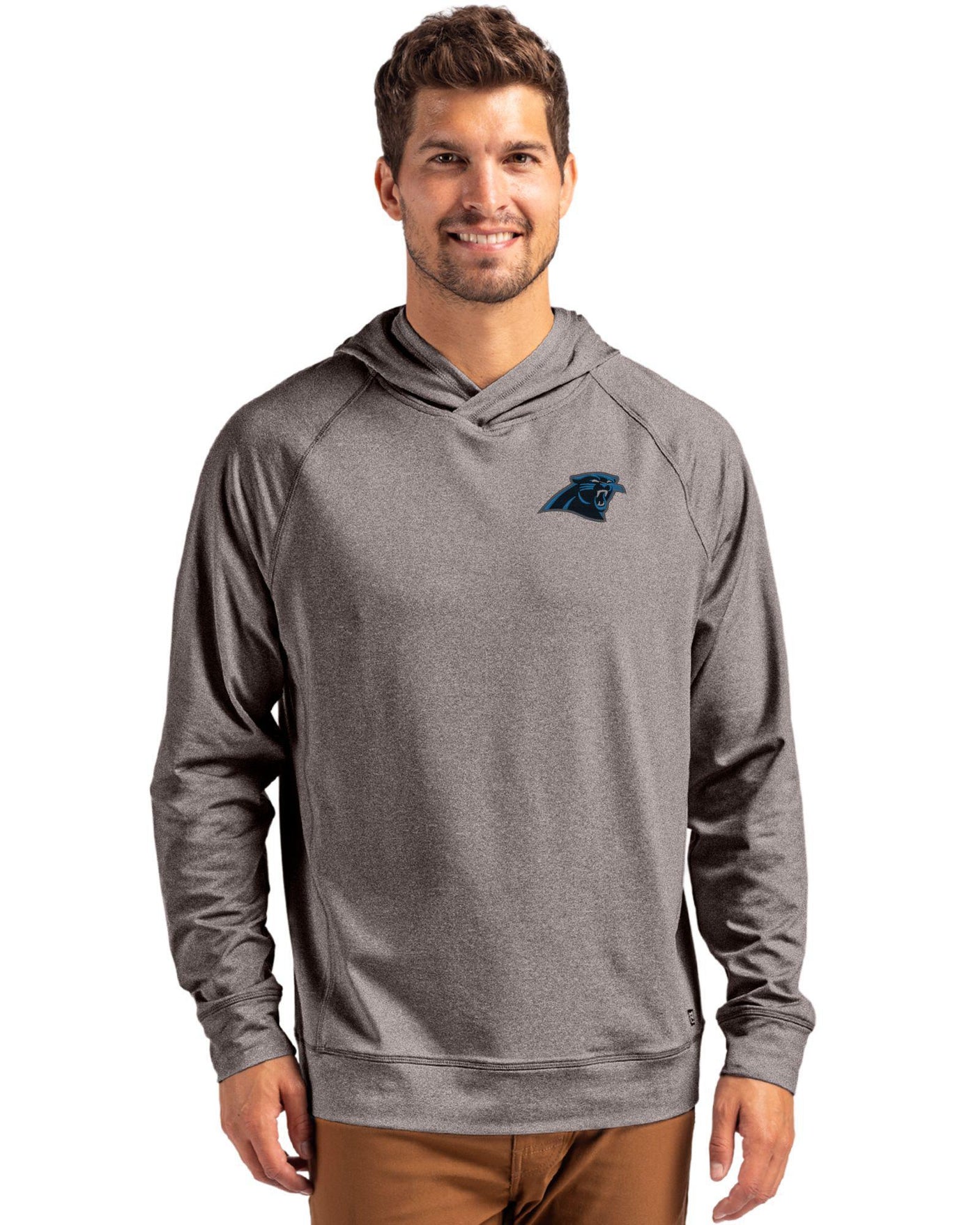 Panthers Cutter & Buck Men's Adapt Eco Heather Hooded Pullover
