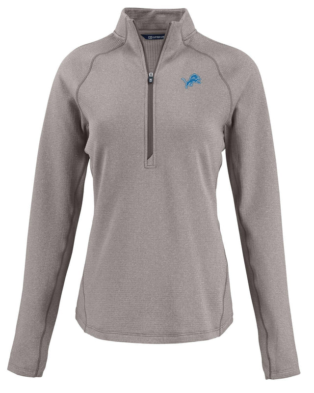 Lions Cutter and Buck Women's Grey Peshastin Eco Fleece Half Zip Pullover