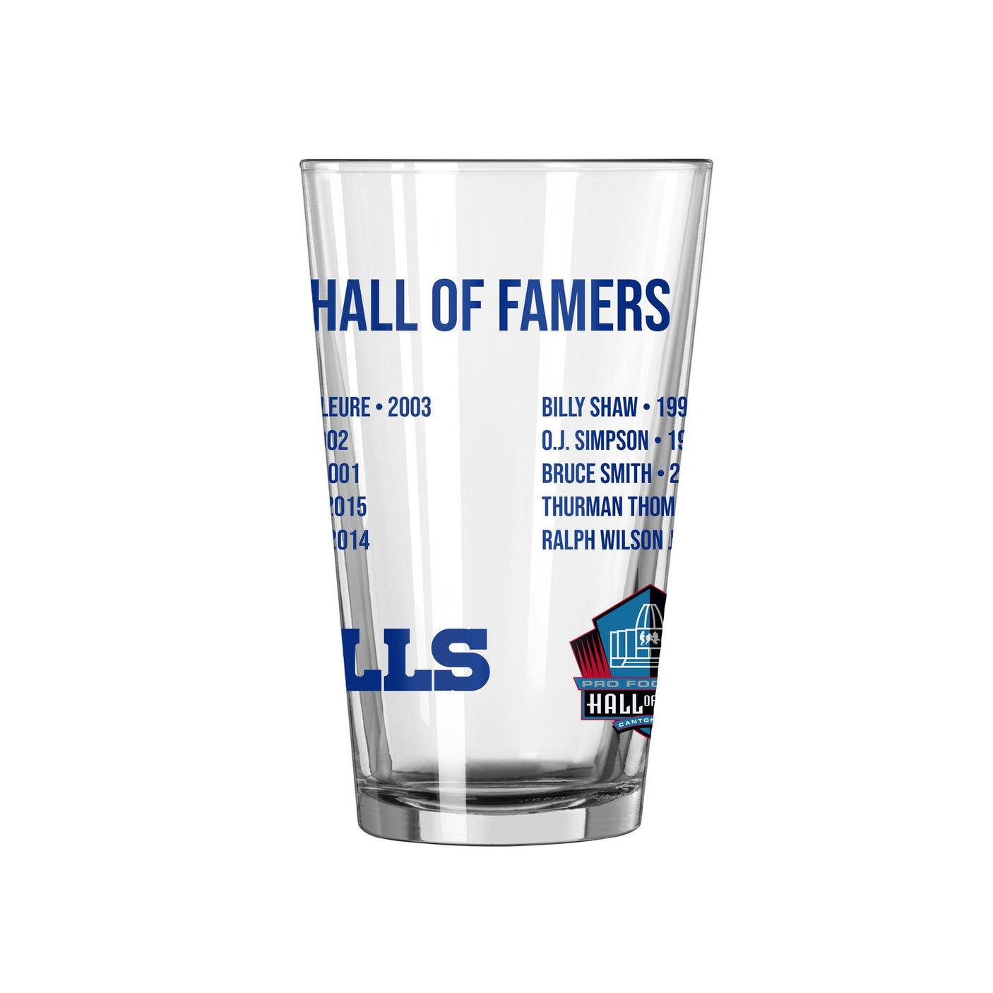 Bills Hall of Famer Pint Glass