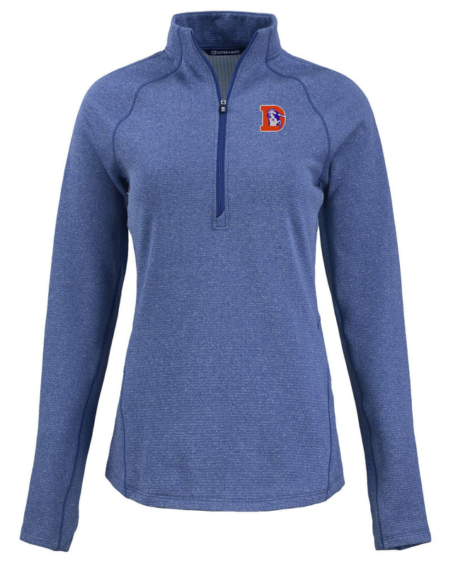 Broncos Cutter and Buck Women's Blue Peshastin Eco Fleece Half Zip Pullover