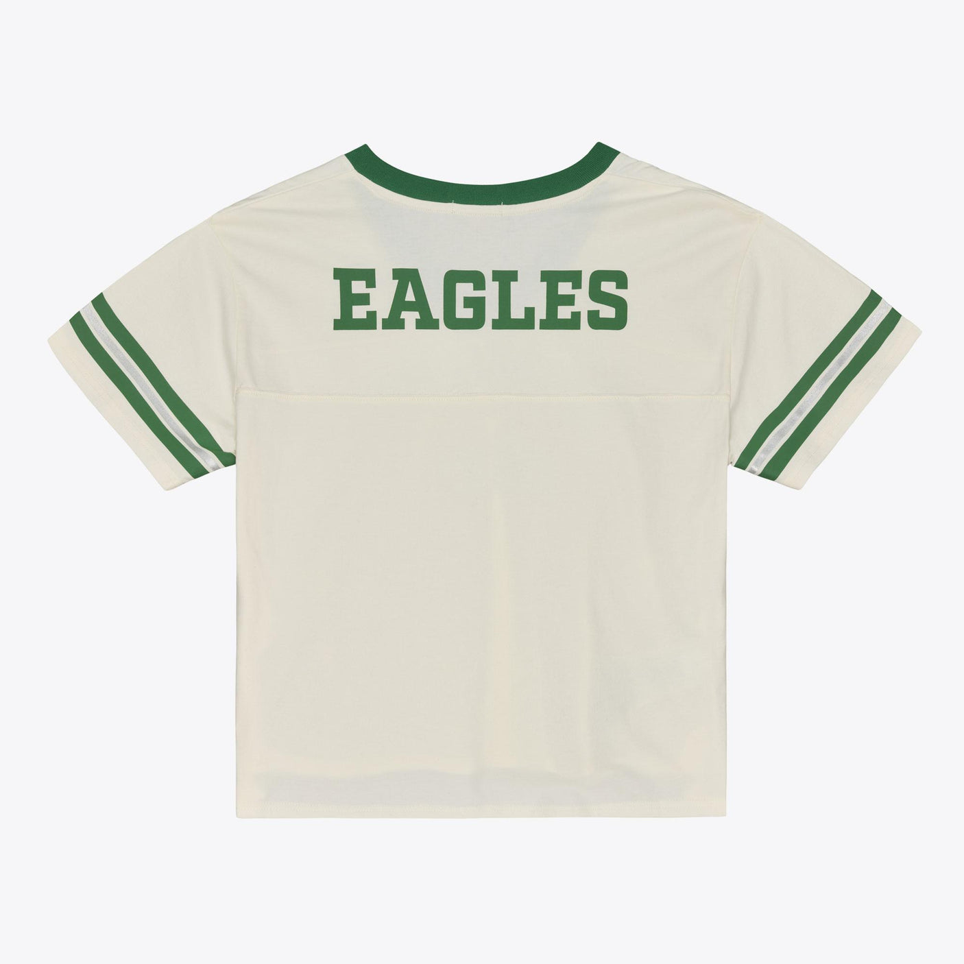 Eagles 2026 Mitchell & Ness Women's Retro Roots Crop Boxy Yoke T-Shirt Pro Football Hall of Fame