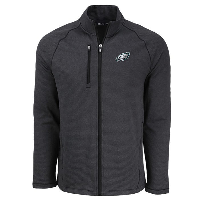 Eagles Cutter and Buck Men's Black Peshastin Eco Fleece Full Zip Jacket