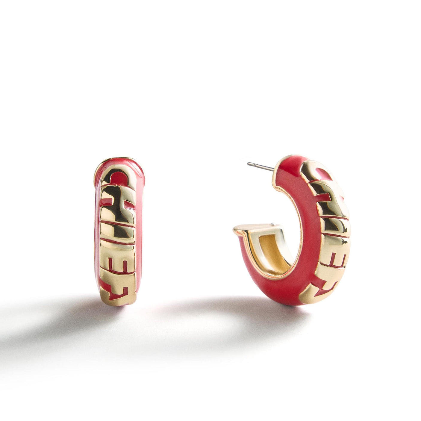 Chiefs Puffy Enamel Hoop Earrings