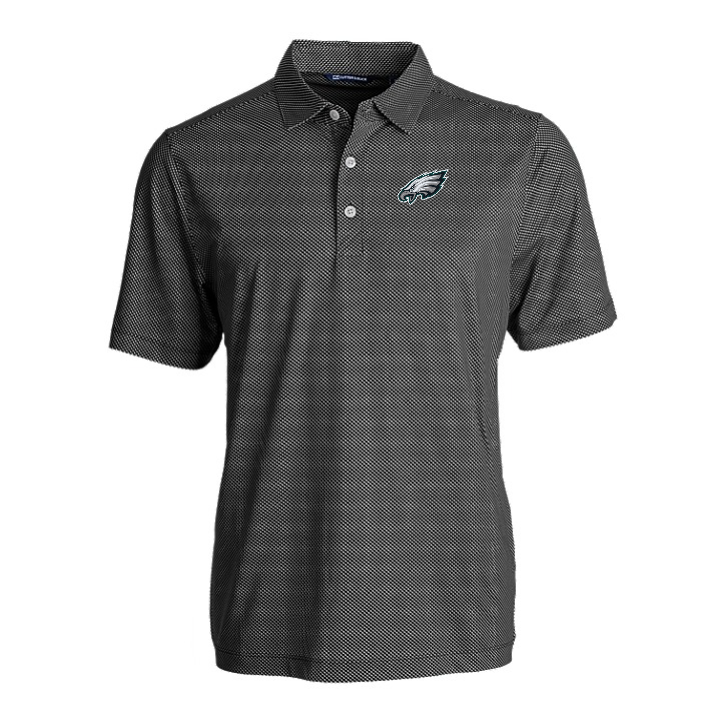 Eagles Cutter and Buck Men's Black/White Pike Eco Symmetry Print Recycled Polo