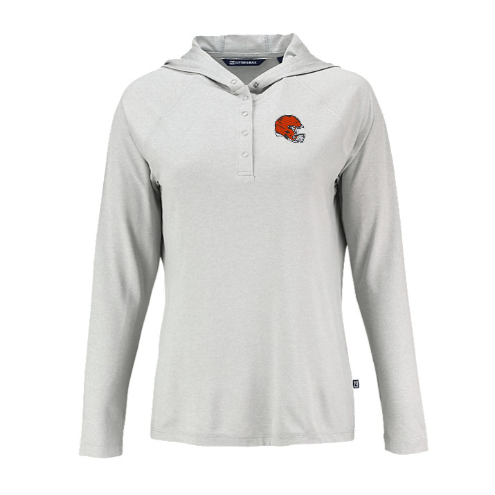 Browns Cutter and Buck Women's Grey Coastline Epic Comfort Eco Hooded Shirt