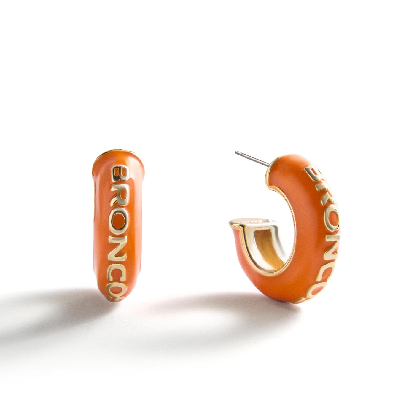 Broncos Puffy Enamel Hoop Earrings