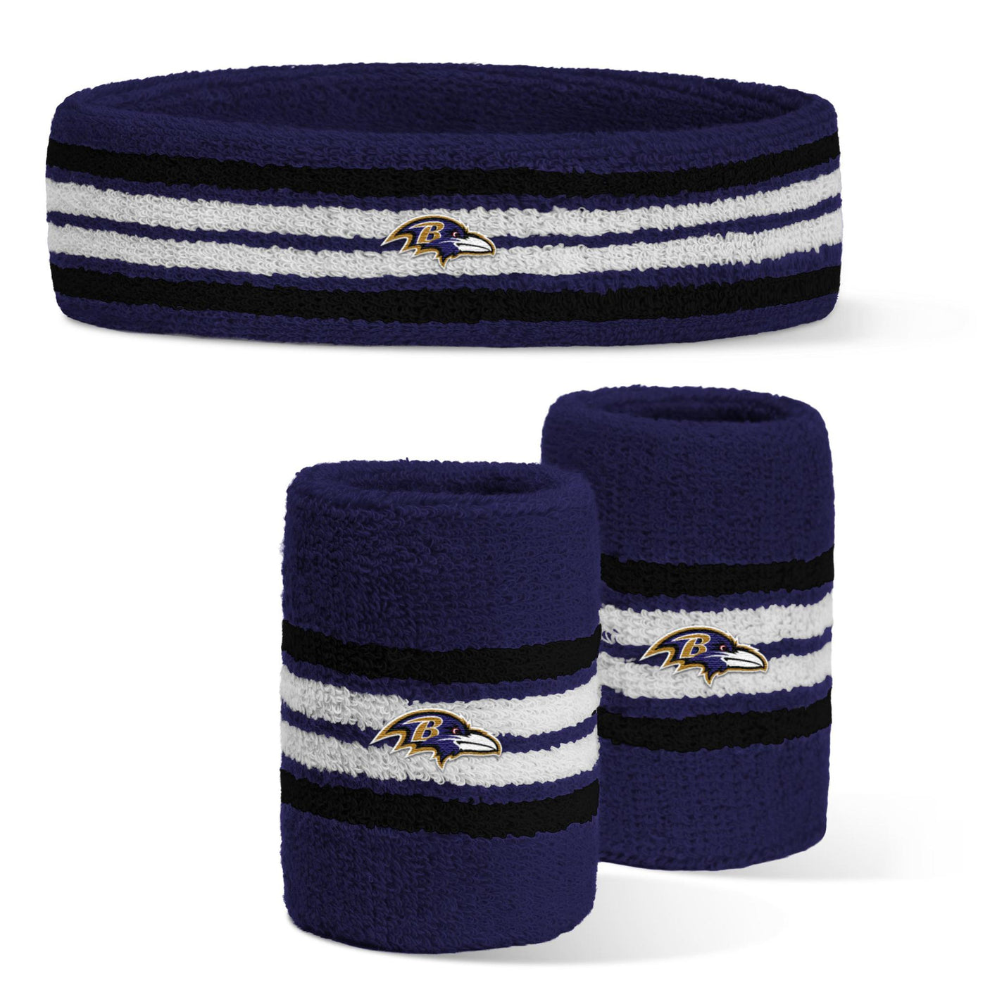 Ravens 2025 Headband and Wristband 3-Piece Combo