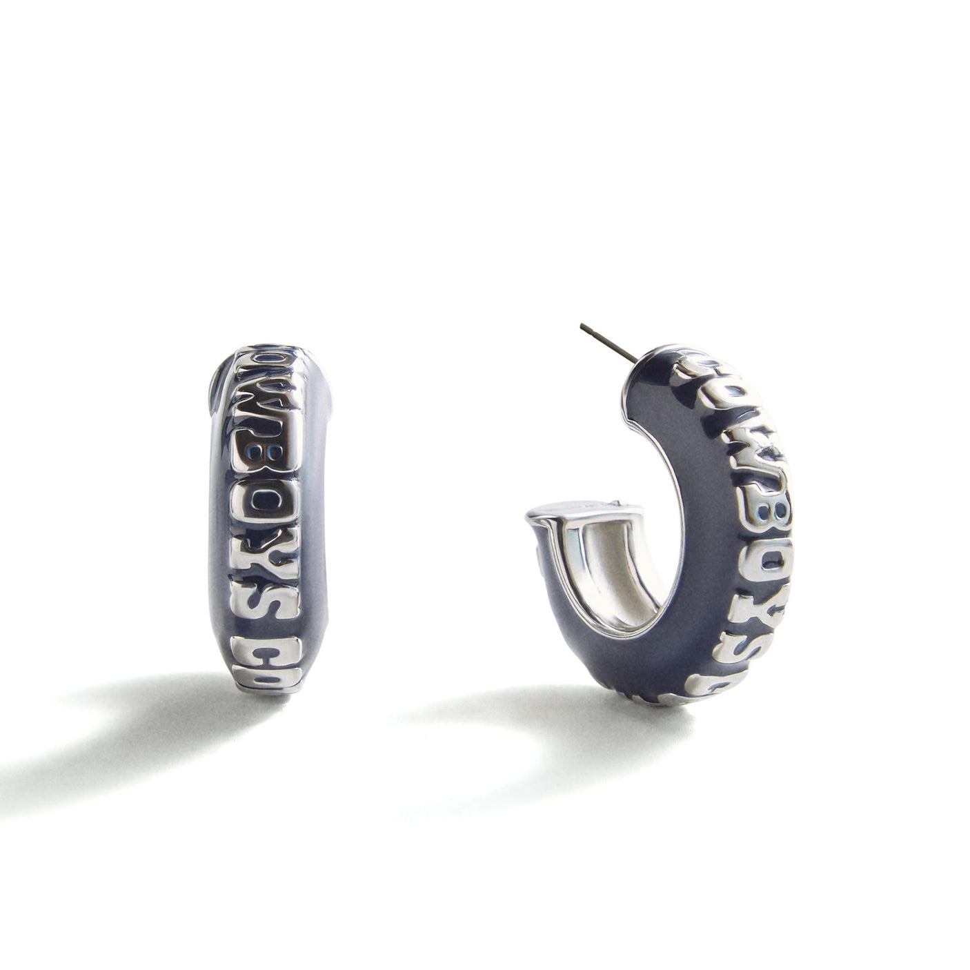 Cowboys Puffy Enamel Hoop Earrings
