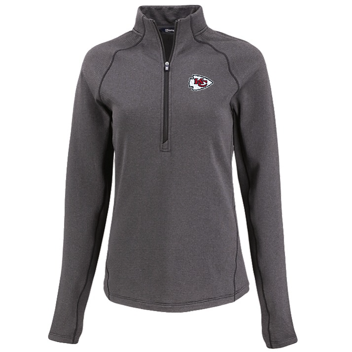 Chiefs Cutter and Buck Women's Black Peshastin Eco Fleece Half Zip Pullover