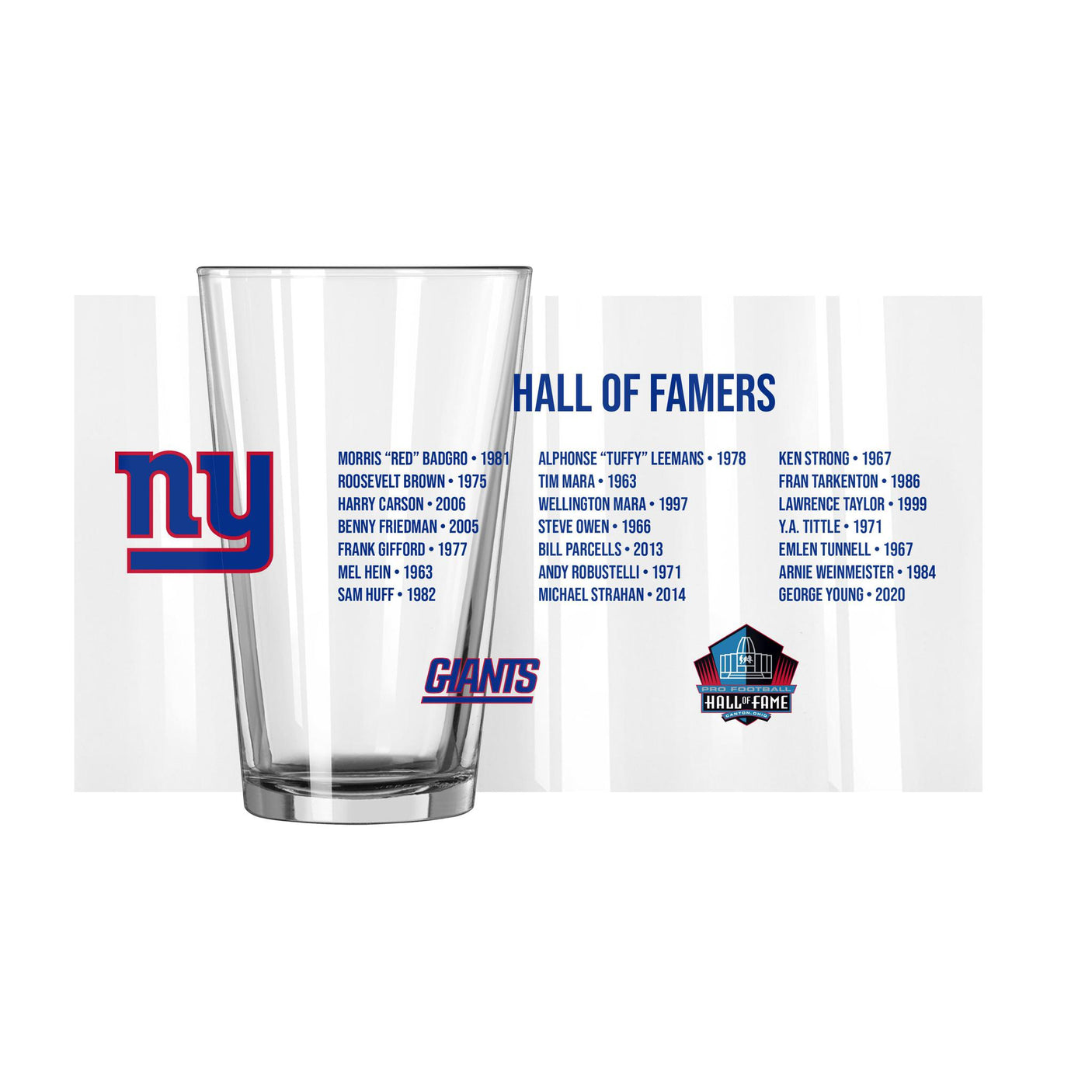 Giants Hall of Famer Pint Glass