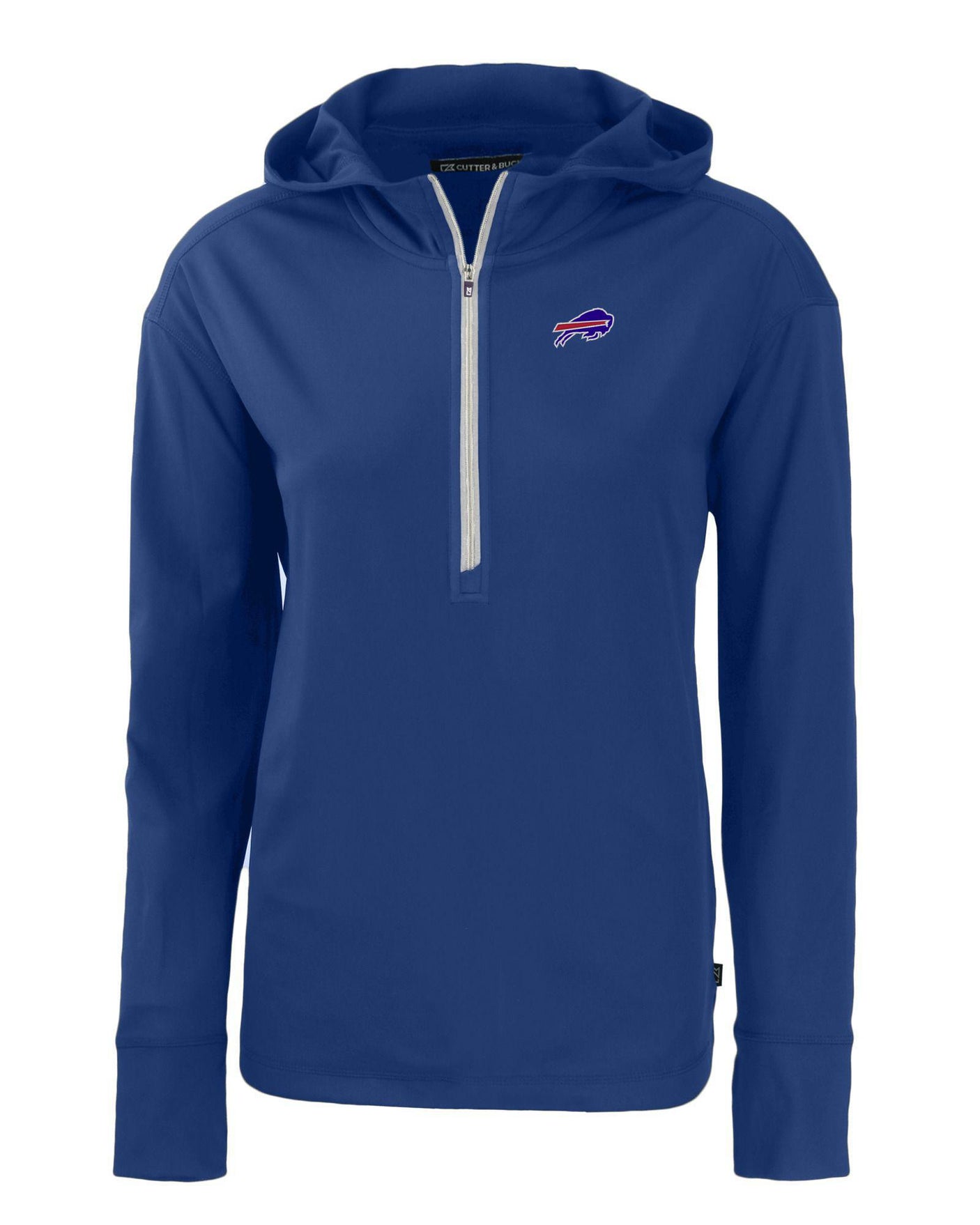 Bills Cutter and Buck Women's Blue Daybreak Eco Recycled Half Zip Hoodie