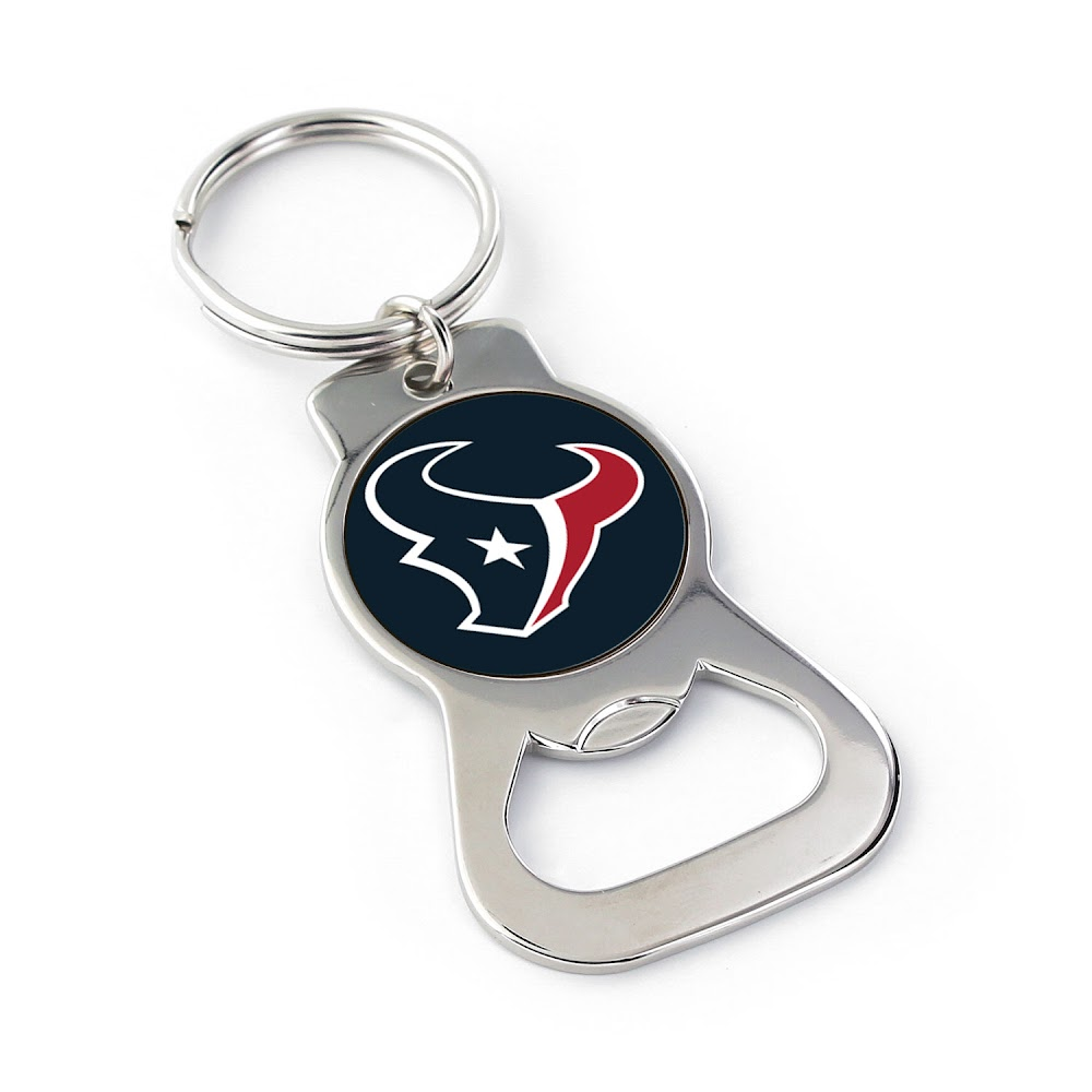 Texans Silver Bottle Opener Keychain