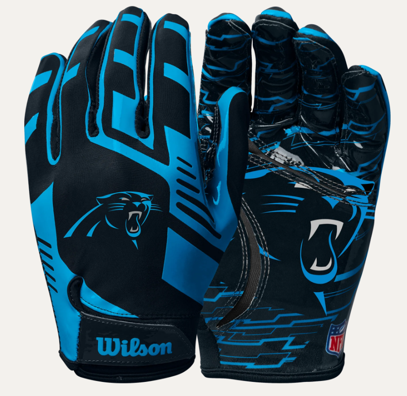 Panthers Wilson Youth NFL Stretch Fit Receivers Gloves Pro Football Hall of Fame