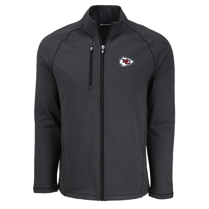 Chiefs Cutter and Buck Men's Black Peshastin Eco Fleece Full Zip Jacket