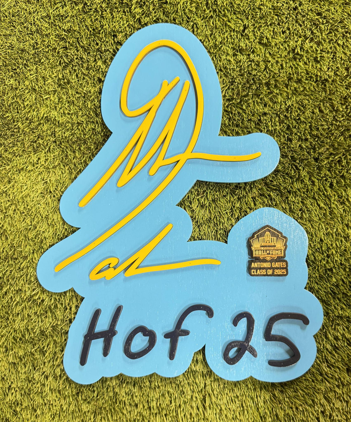 Antonio Gates Chargers Class of 2025 3D Signature Alternate Color Wall Sign - DS Sign Yurko (game day feels)