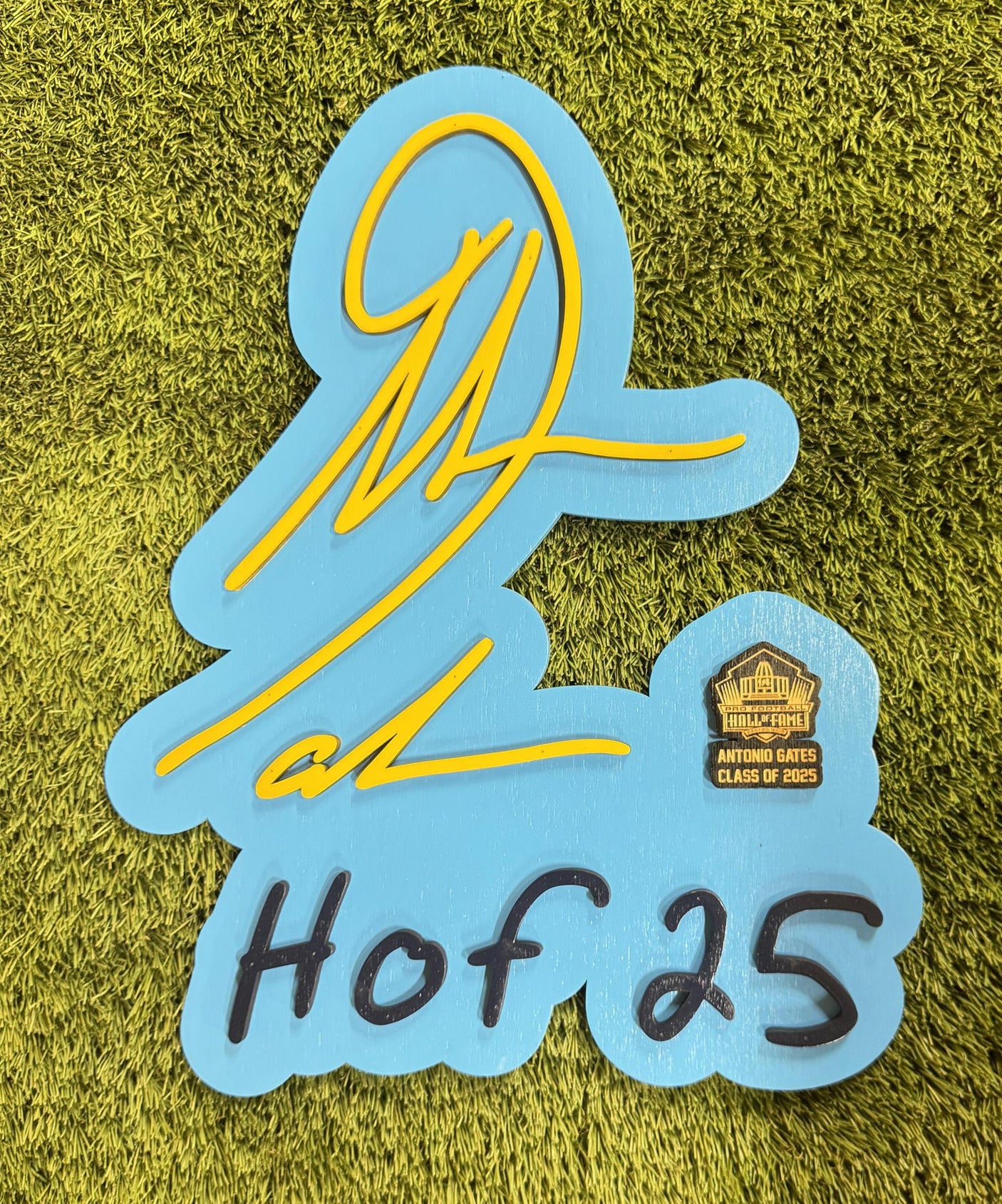 Antonio Gates Chargers Class of 2025 3D Signature Alternate Color Wall Sign