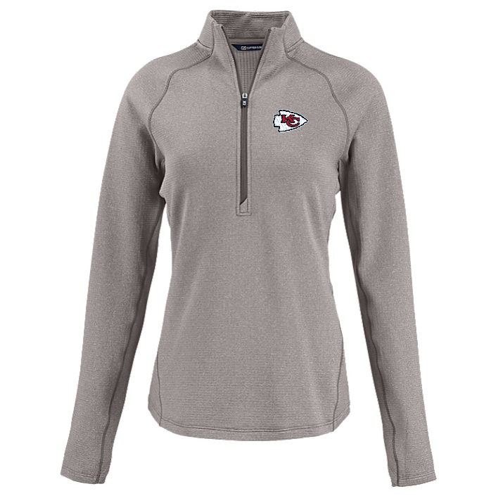 Chiefs Cutter and Buck Women's Grey Peshastin Eco Fleece Half Zip Pullover