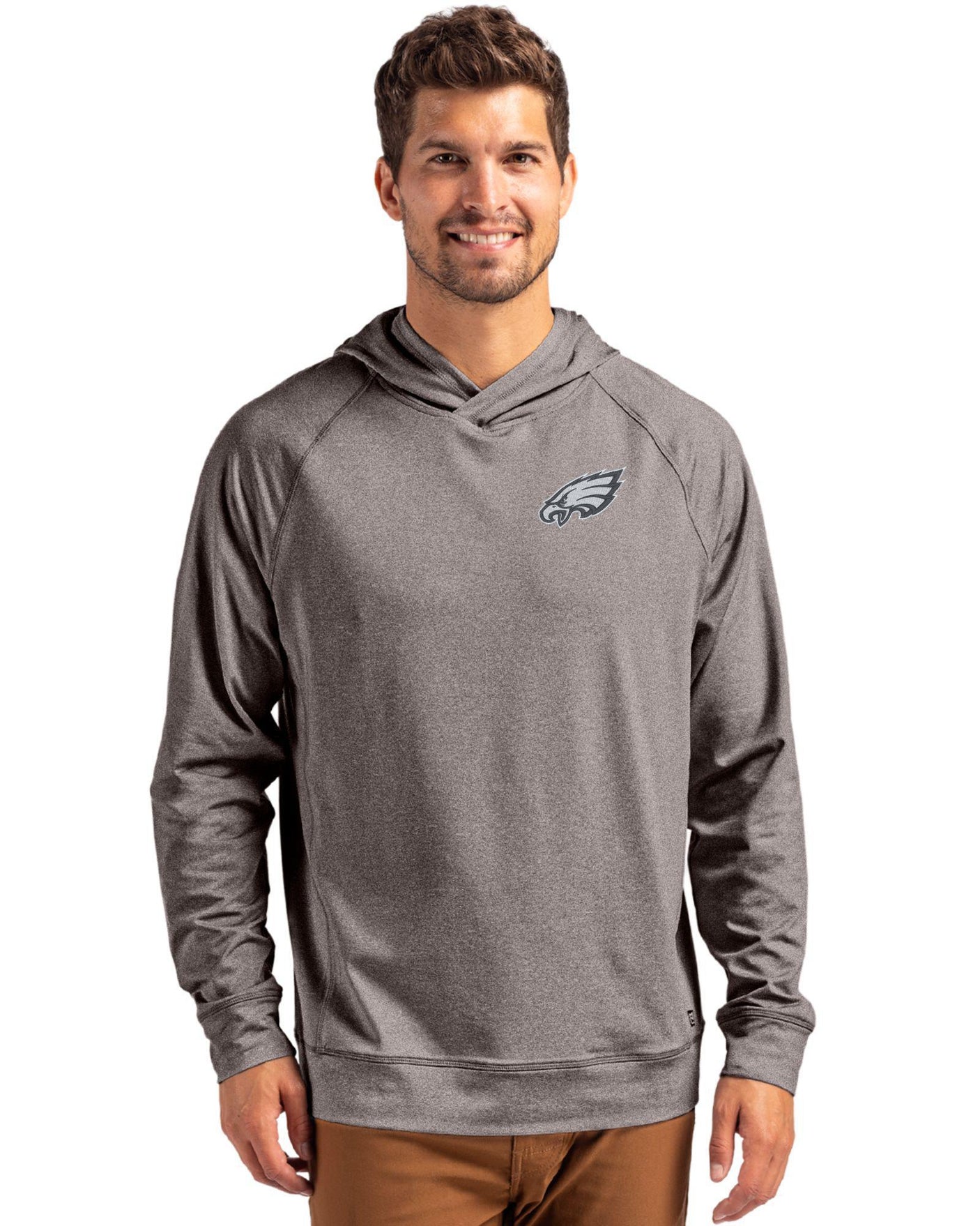 Eagles Cutter & Buck Men's Adapt Eco Heather Hooded Pullover