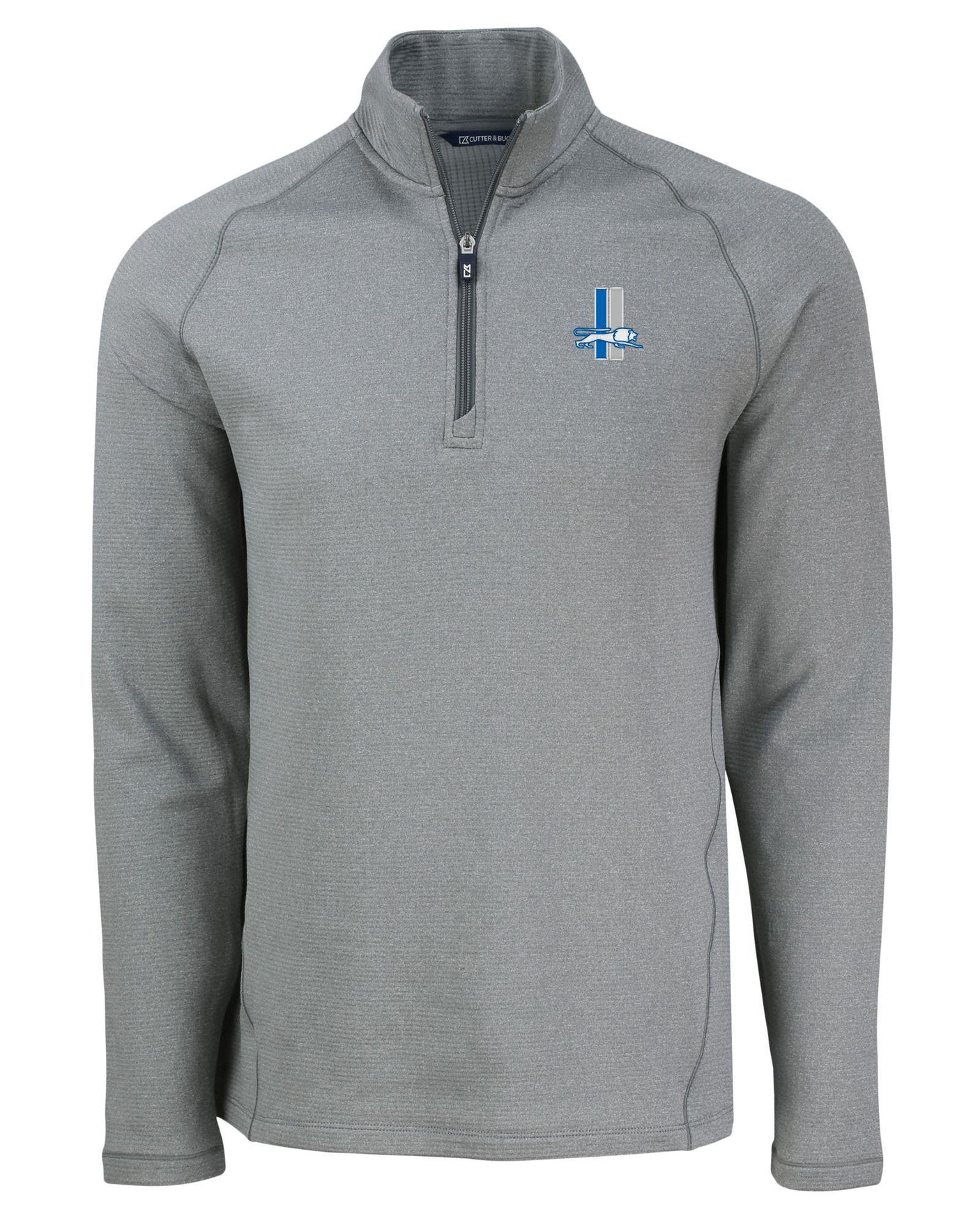 Lions Cutter and Buck Men's Grey Peshastin Eco Fleece Half Zip Pullover