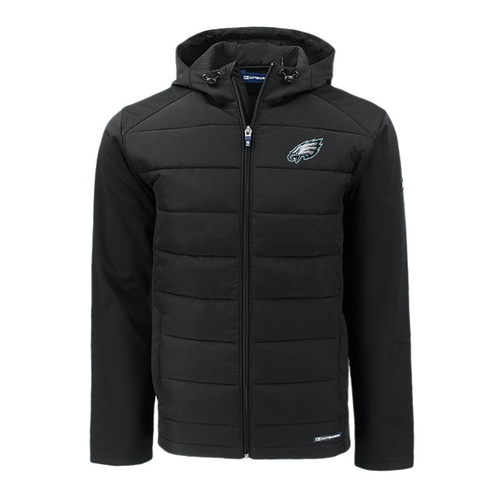 Eagles Cutter and Buck Men's Evoke Eco Hybrid Hooded Jacket