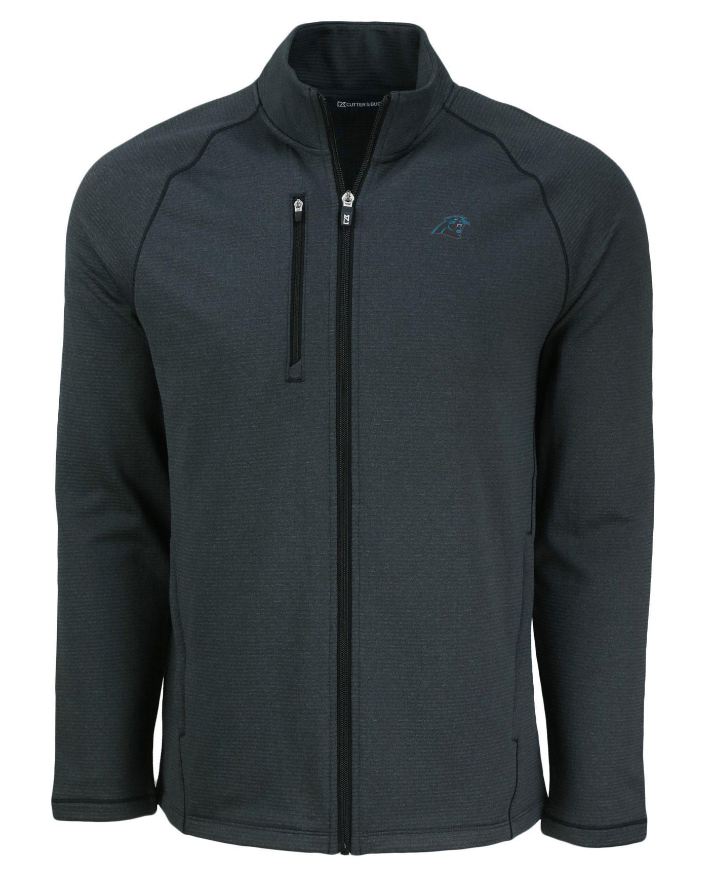 Panthers Cutter and Buck Men's Black Peshastin Eco Fleece Full Zip Jacket