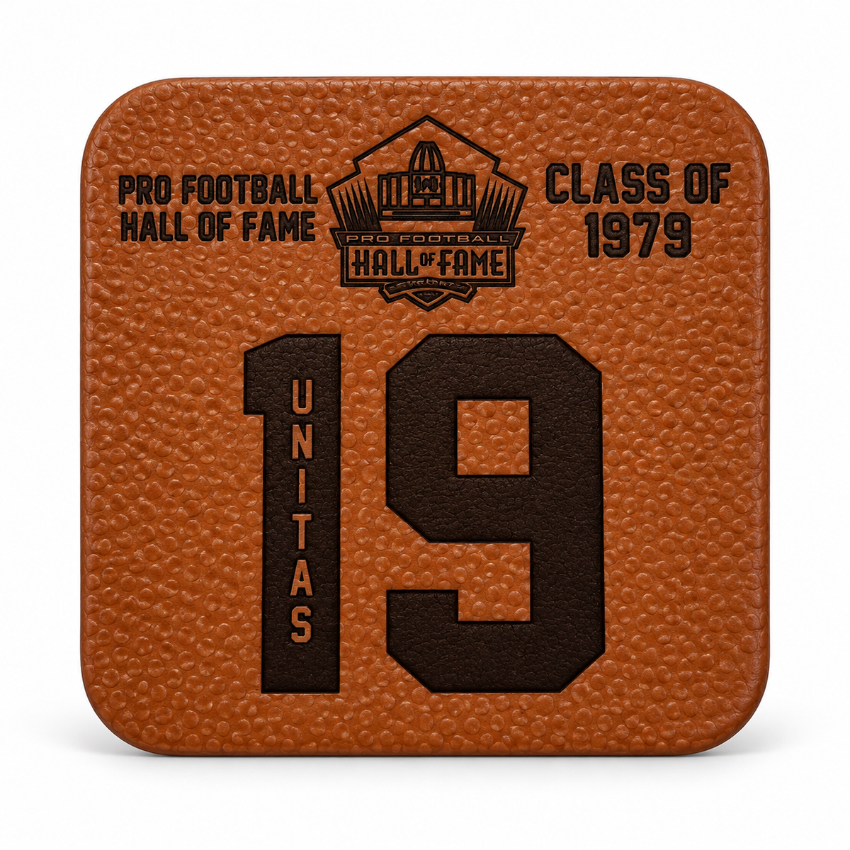 Johnny Unitas Leather Player Coaster Pro Football Hall of Fame