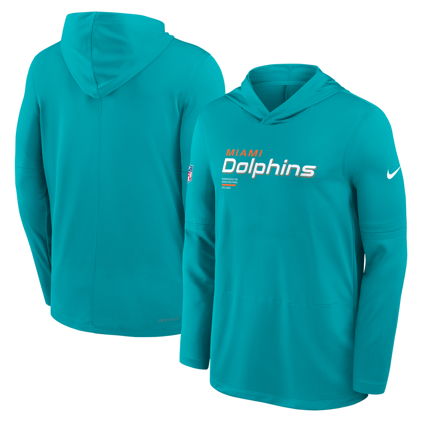 Dolphins 2025 Nike Men's Dri-Fit Lightweight Long Sleeve Hoodie Top