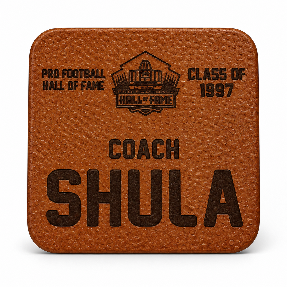 Don Shula Leather Coach Coaster Pro Football Hall of Fame