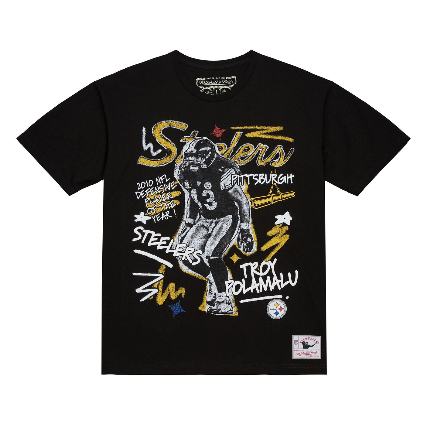 Steelers Troy Polamalu Mitchell & Ness Men's Chalked Up T-Shirt