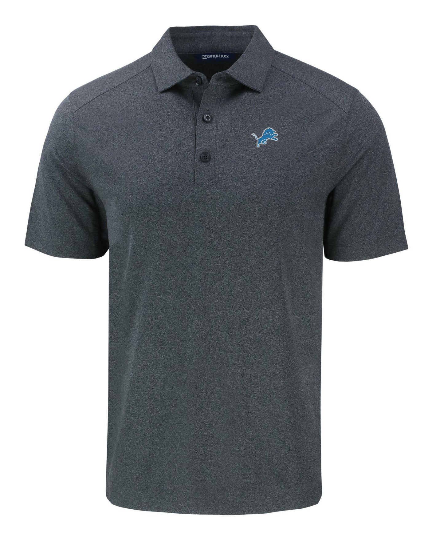 Lions Cutter and Buck Men's Black Forge Eco Fine Line Stripe Recycled Polo