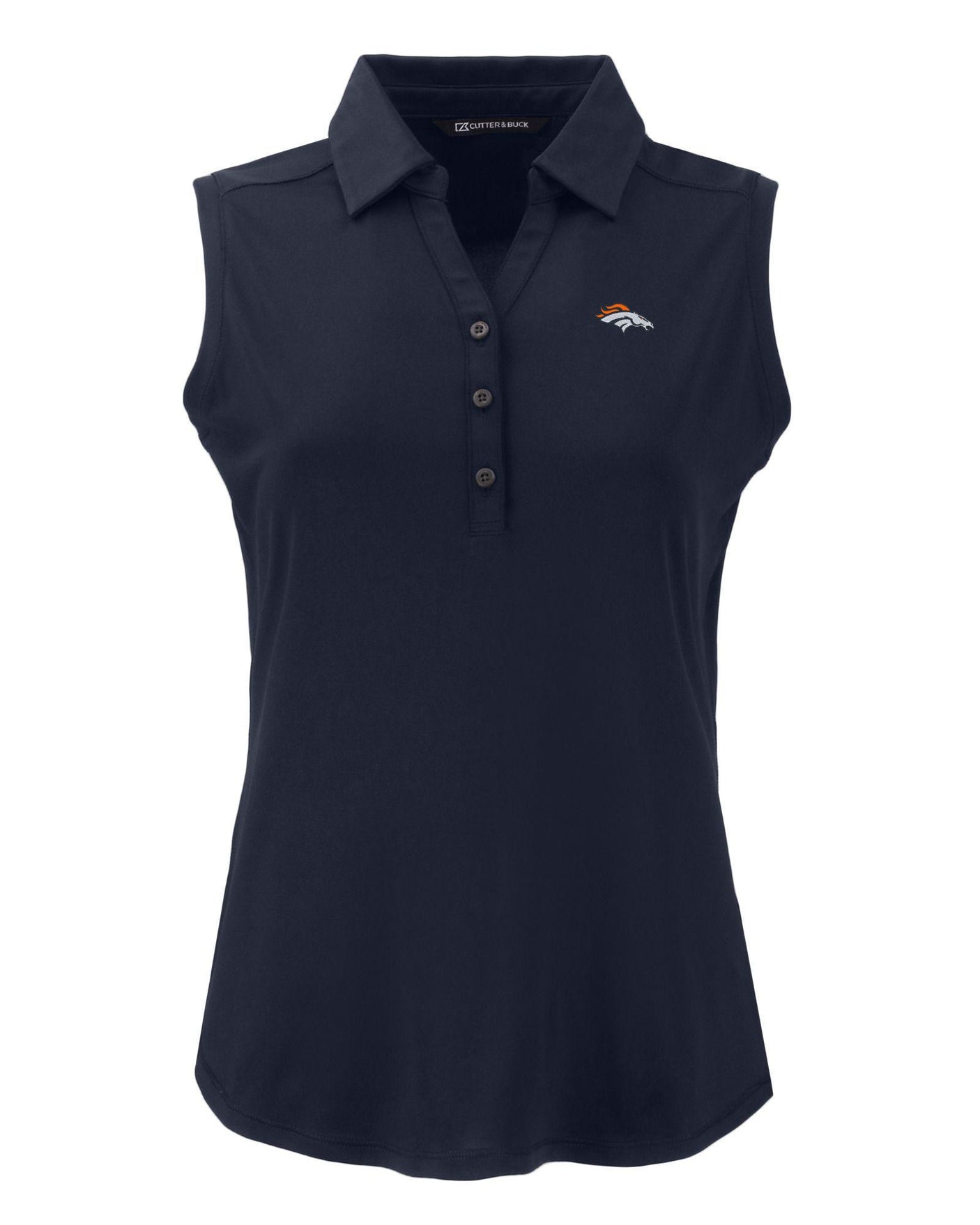 Broncos Cutter and Buck Women's Navy Forge Eco Recycled Sleeveless Polo