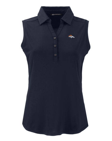 Broncos Cutter and Buck Women's Navy Forge Eco Recycled Sleeveless Polo