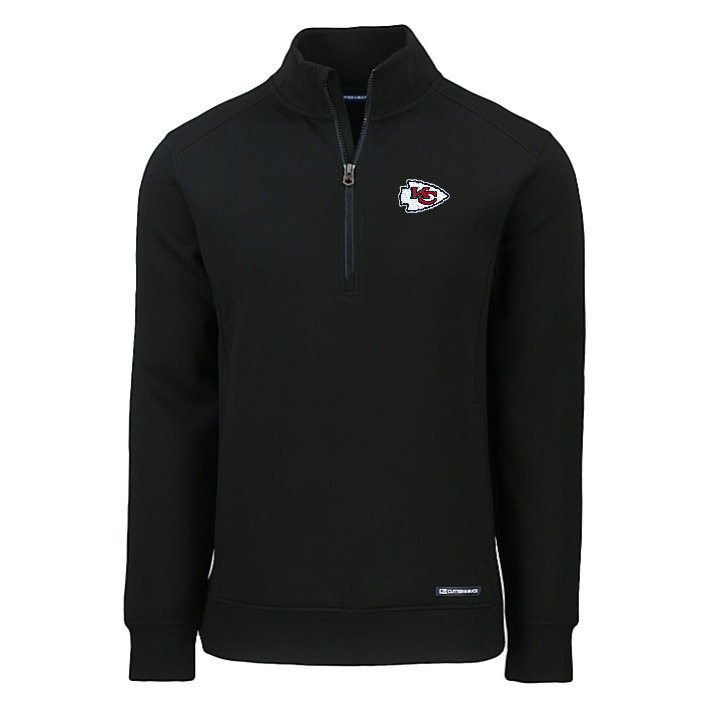 Chiefs Cutter and Buck Men's Black Roam Eco Quarter Zip Pullover