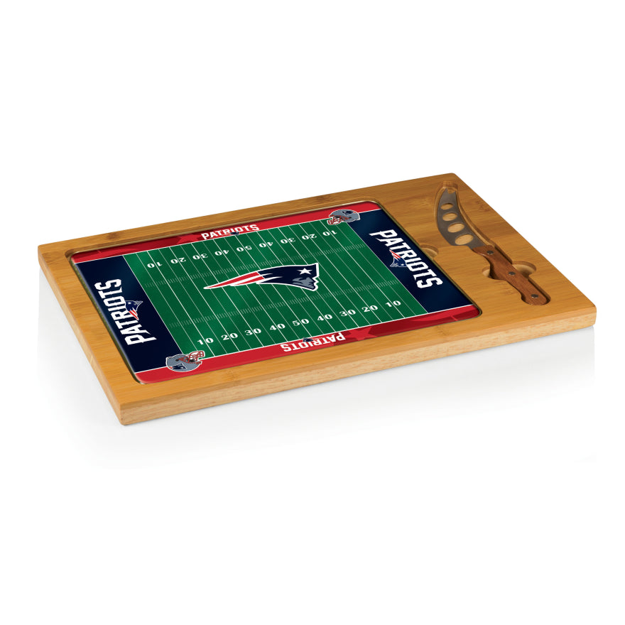 Patriots Icon Glass Top Cutting Board & Knife Set by Picnic Time Pro Football Hall of Fame