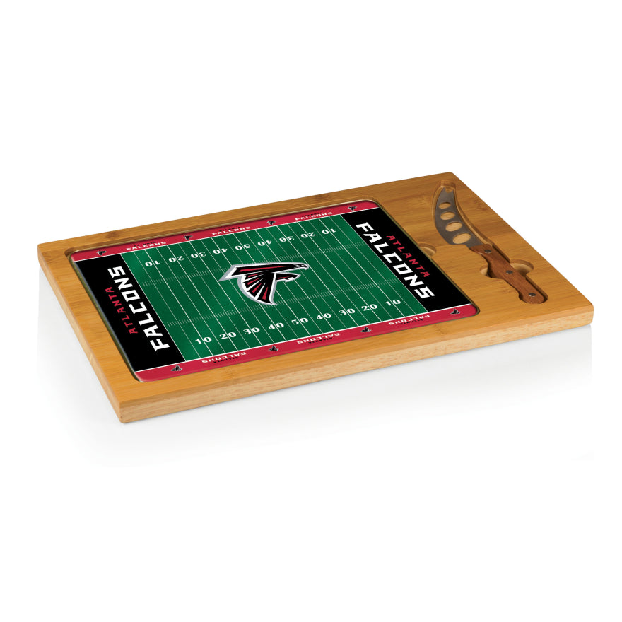 Falcons Icon Glass Top Cutting Board & Knife Set by Picnic Time Pro Football Hall of Fame