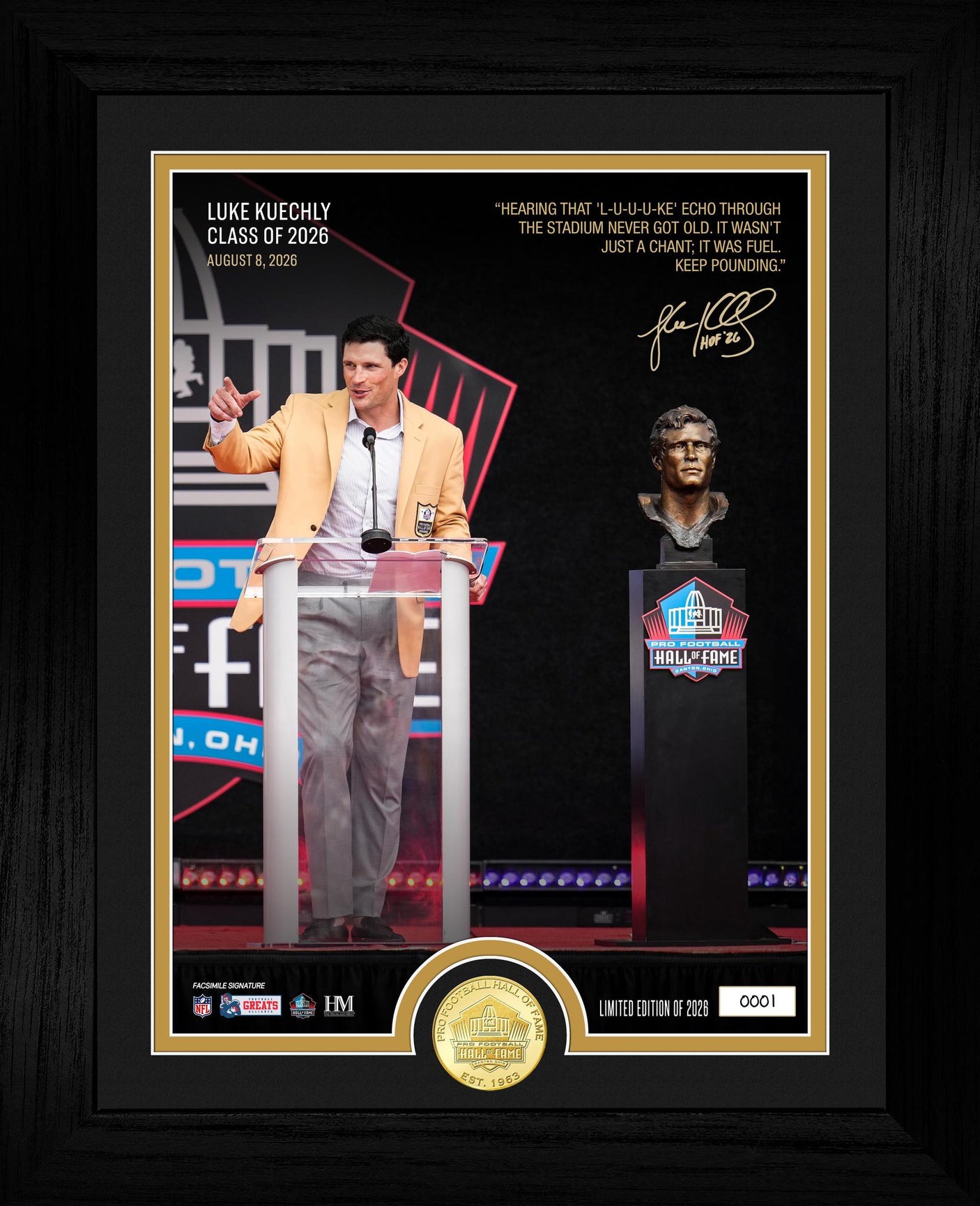 Luke Kuechly Pro Football Hall of Fame Induction Bronze Coin Photo Mint