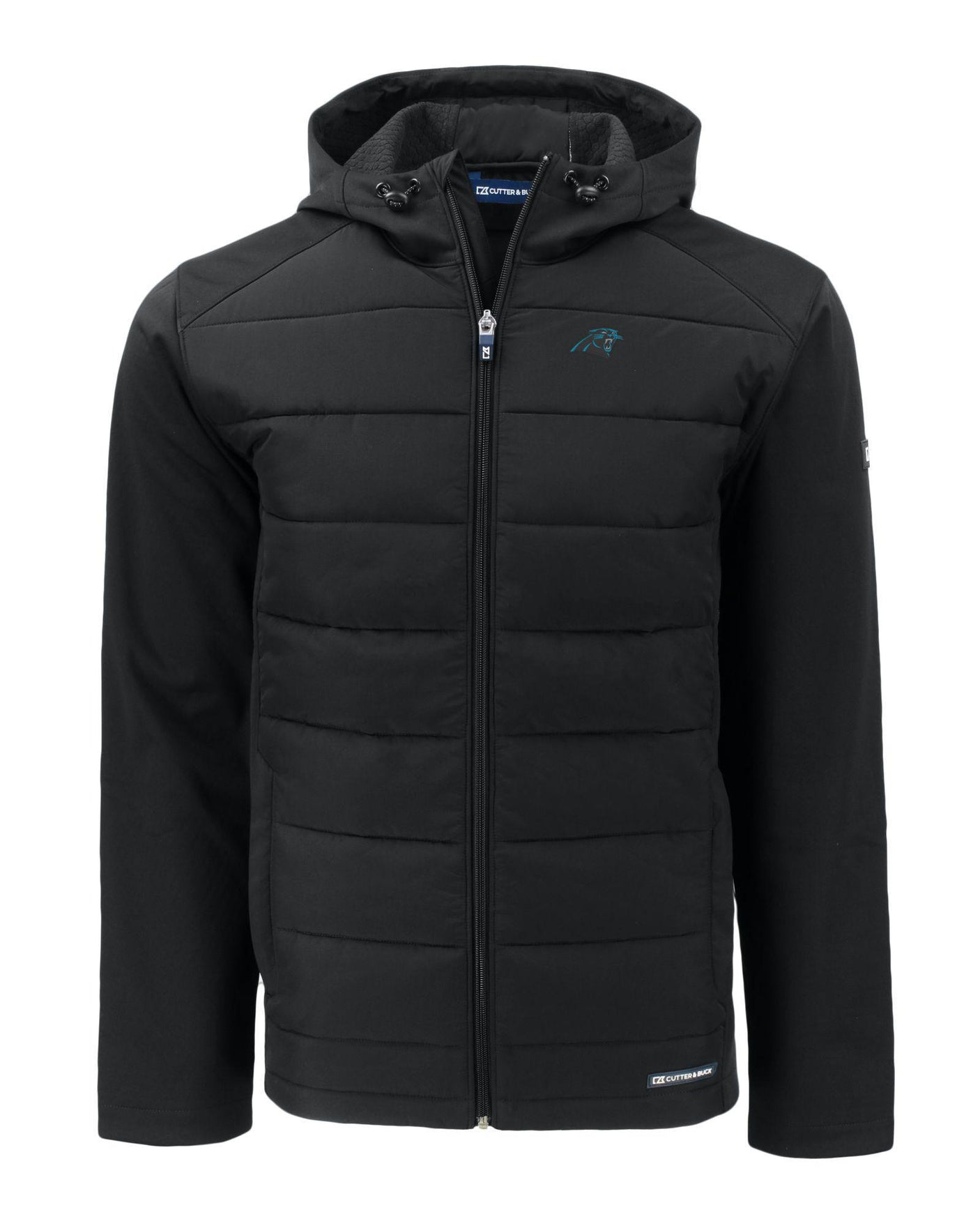 Panthers Cutter and Buck Men's Evoke Eco Hybrid Hooded Jacket