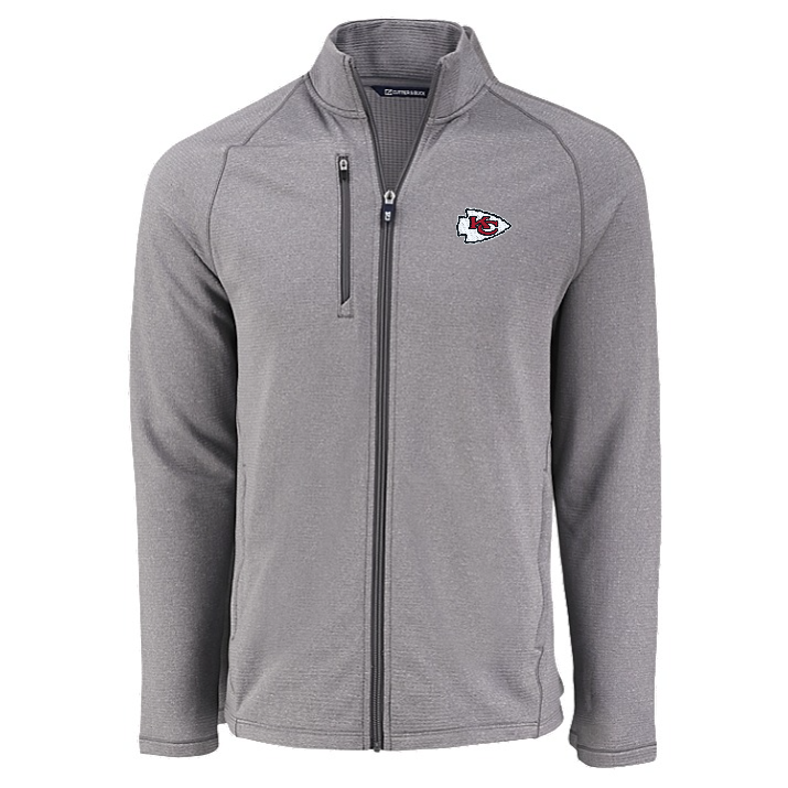 Chiefs Cutter and Buck Men's Grey Peshastin Eco Fleece Full Zip Jacket