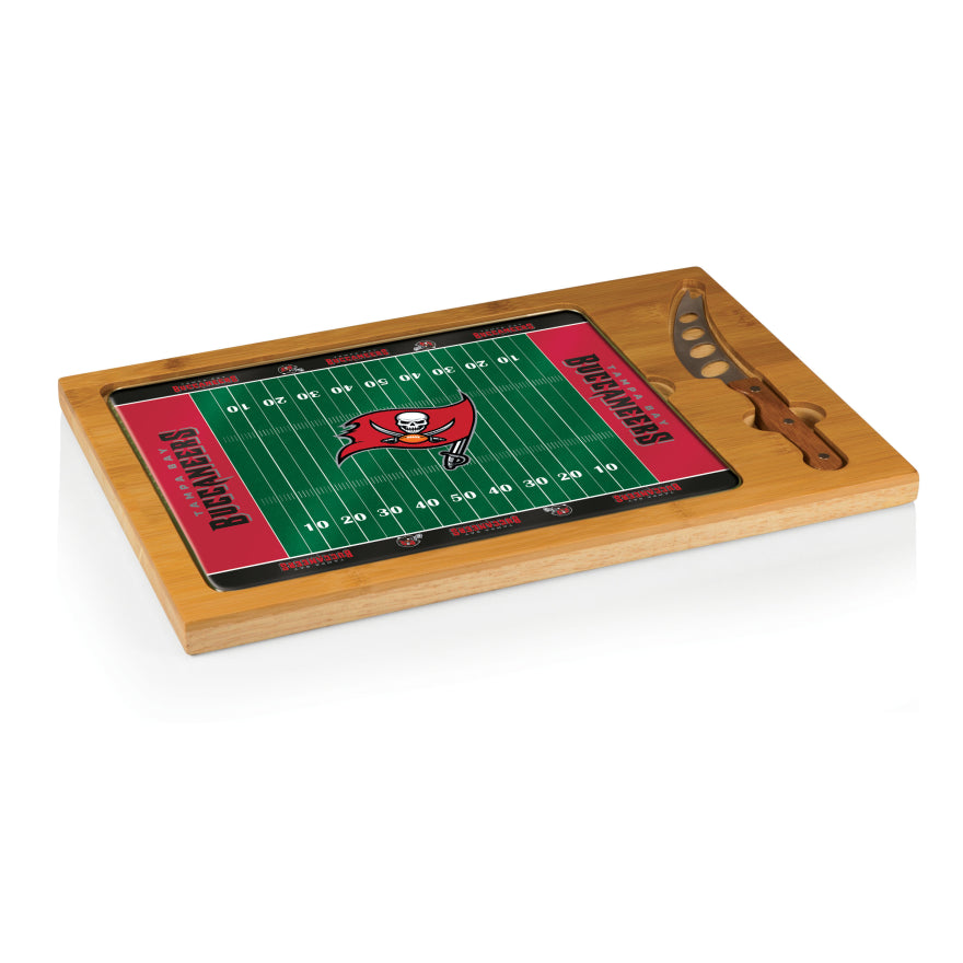 Buccaneers Icon Glass Top Cutting Board & Knife Set by Picnic Time Pro Football Hall of Fame