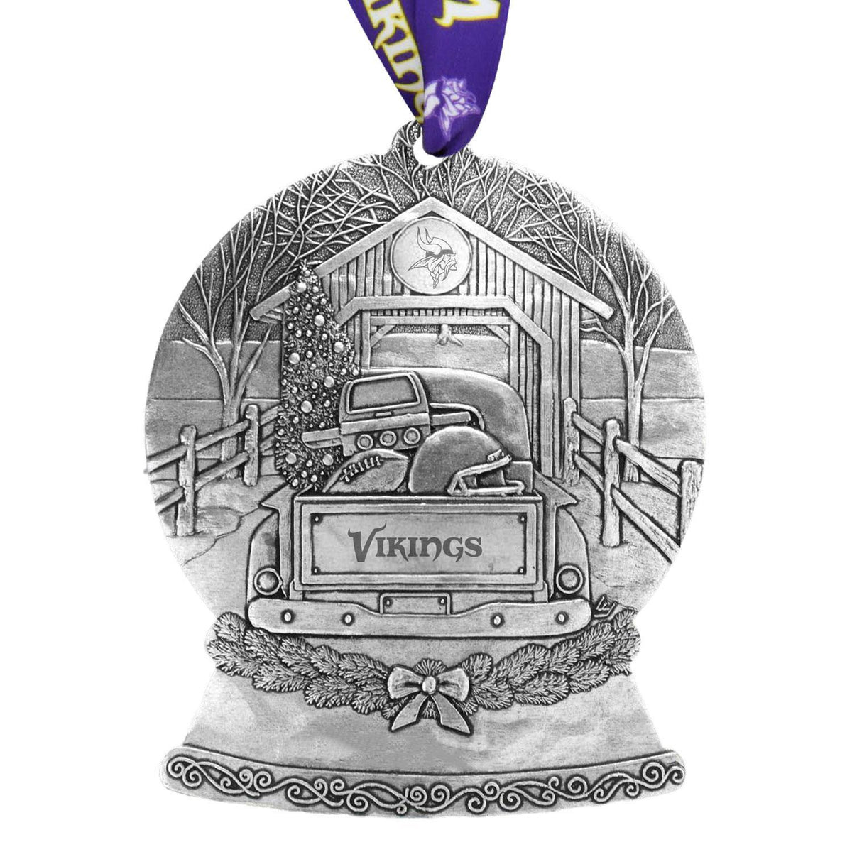 Vikings Tailgate Truck Snow Globe Ornament