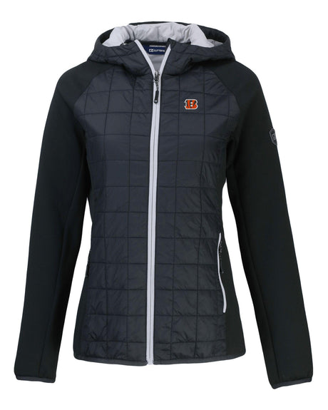 Bengals Cutter and Buck Women's Black Rainier PrimaLoft Eco Hybrid Jacket