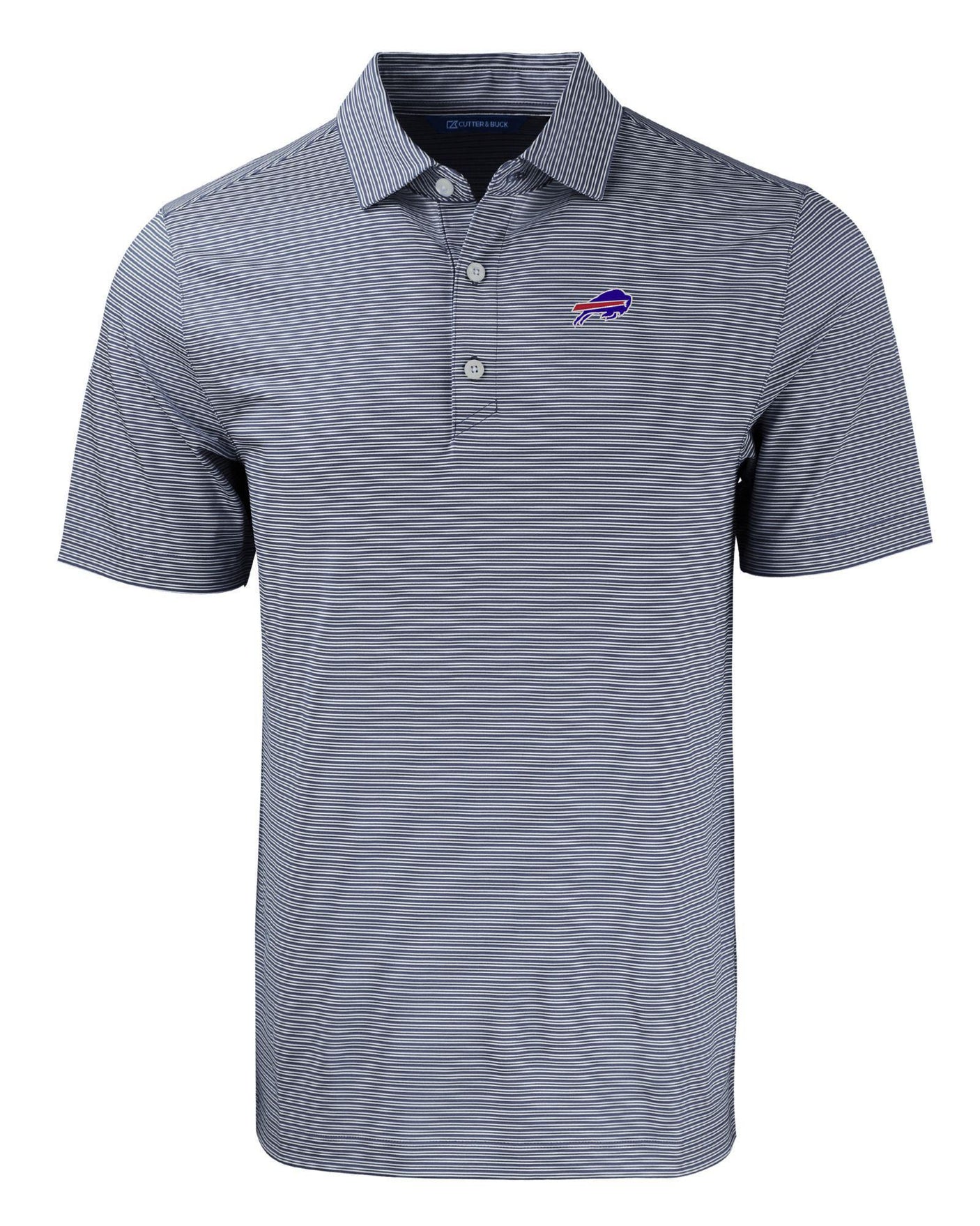 Bills Cutter and Buck Men's Navy Forge Eco Double Stripe Recycled Polo