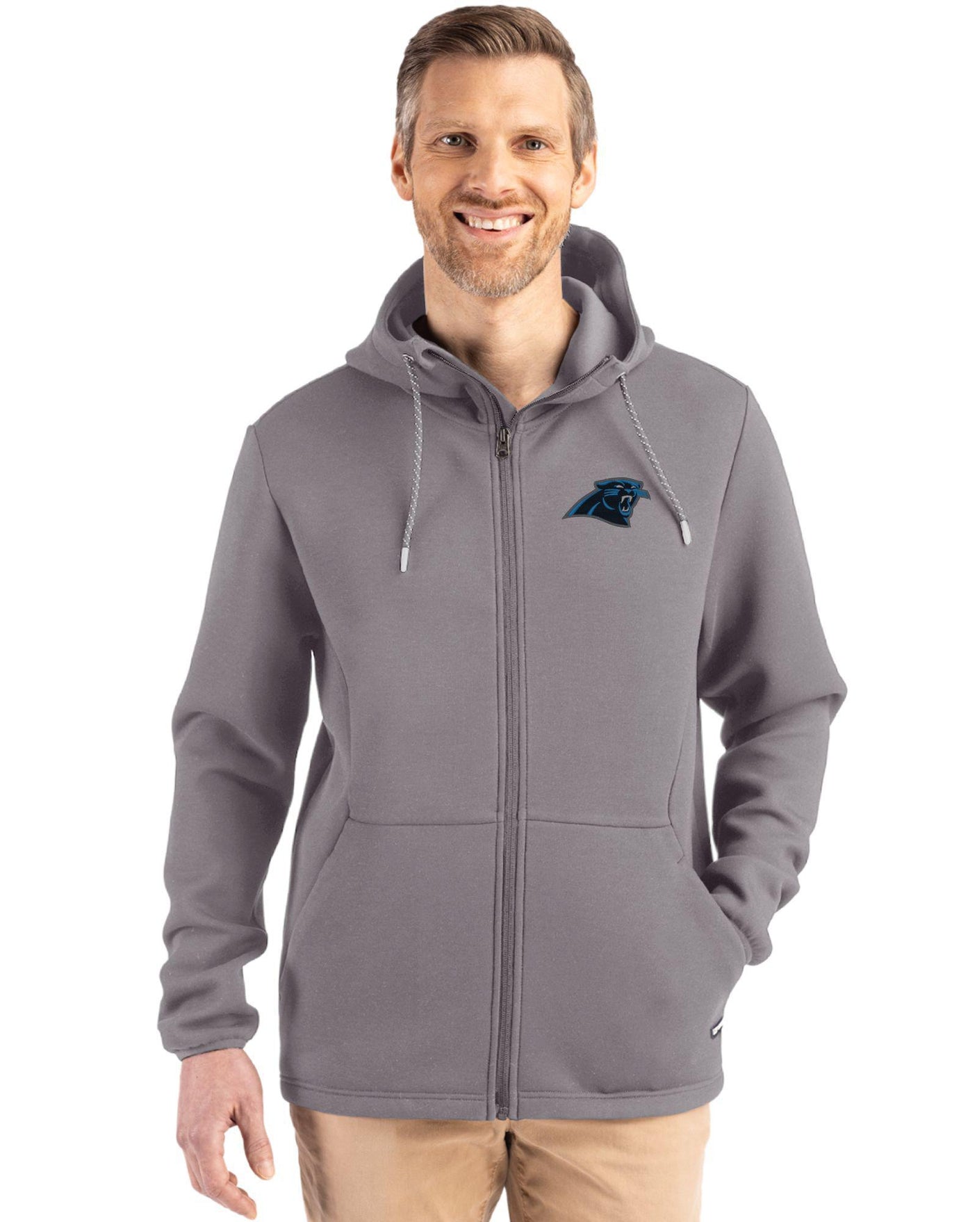 Panthers Cutter & Buck Men's Roam Eco Full Zip Hooded Jacket