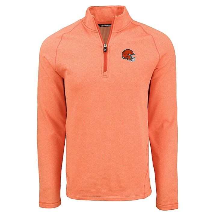 Browns Cutter and Buck Men's Orange Peshastin Eco Fleece Half Zip Pullover