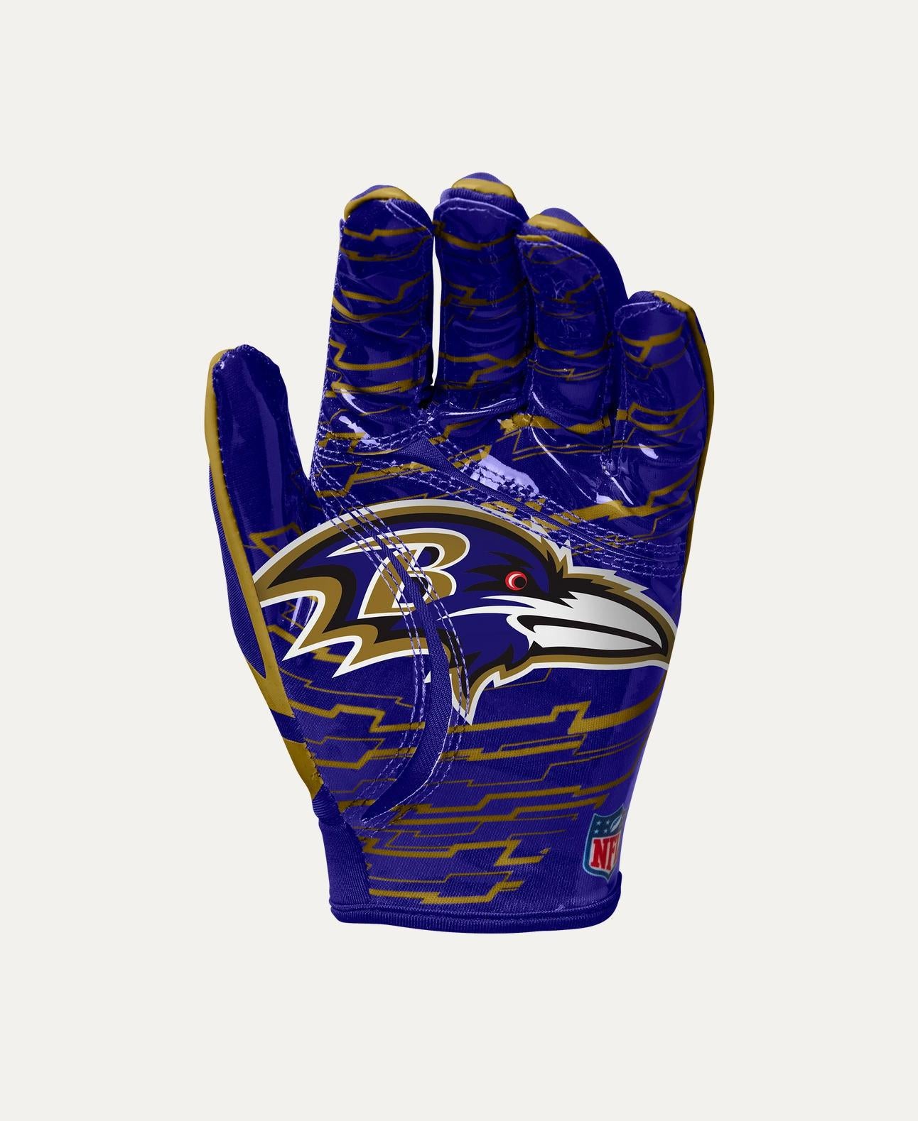 Ravens 2025 Wilson Youth NFL Stretch Fit Receivers Gloves