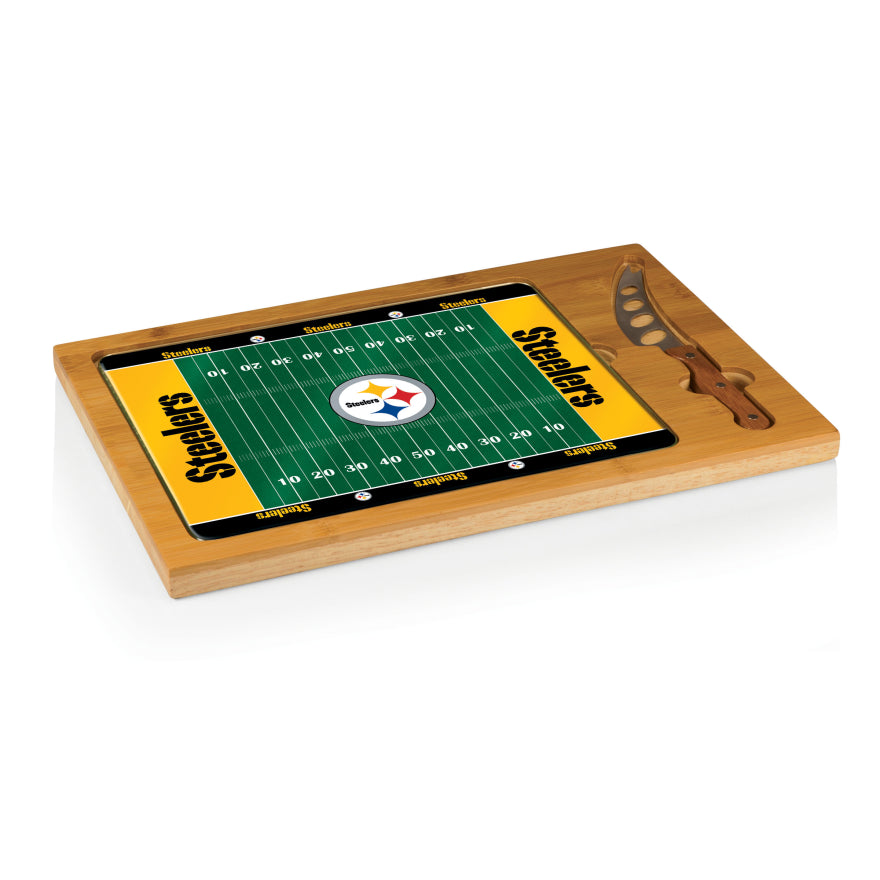 Steelers Icon Glass Top Cutting Board & Knife Set by Picnic Time Pro Football Hall of Fame